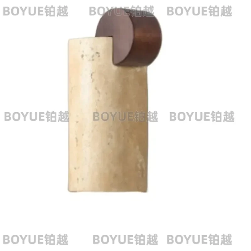 Natural Yellow Travertine Wall Lamp Wabi Sabi Bedroom Bedside Light Villa Staircase Aisle Decorative Atmosphere Sconce