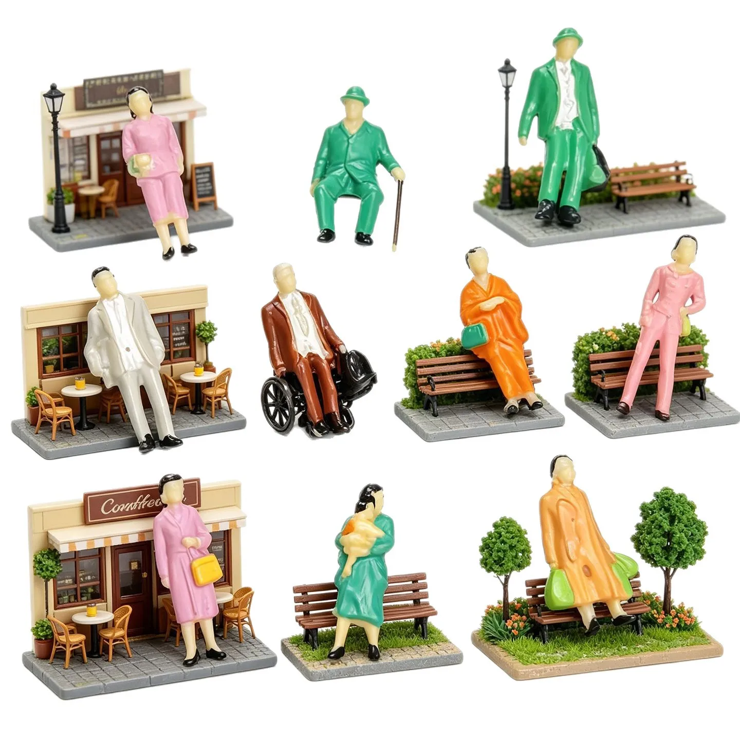 DIY sand table figurine landscaping materials, miniature scene model dolls, macro photography auxiliary props and decorations
