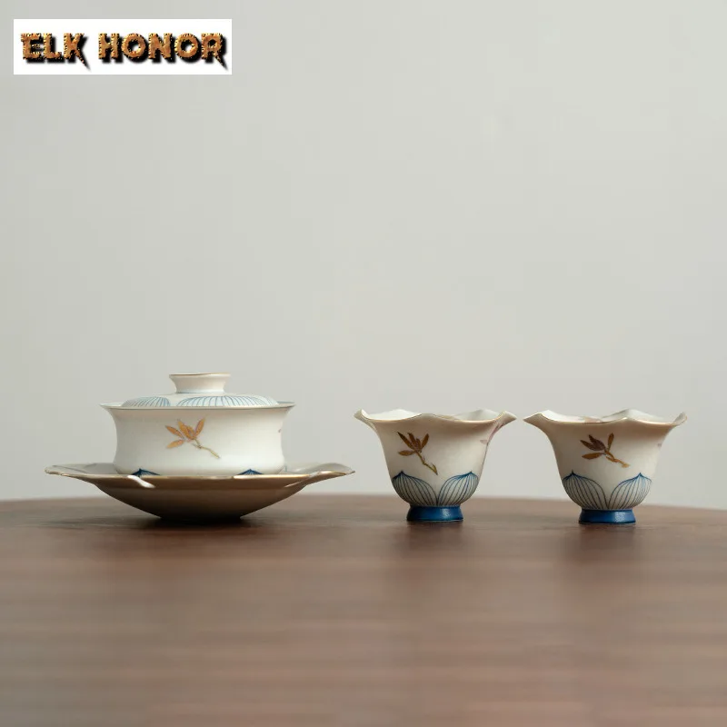 Hand-painted Orchid Tea Set Complete Set Aesthetic Tea Ceremony Set Household Tea Maker Teapot And Tea Cup Set For Tea Craft