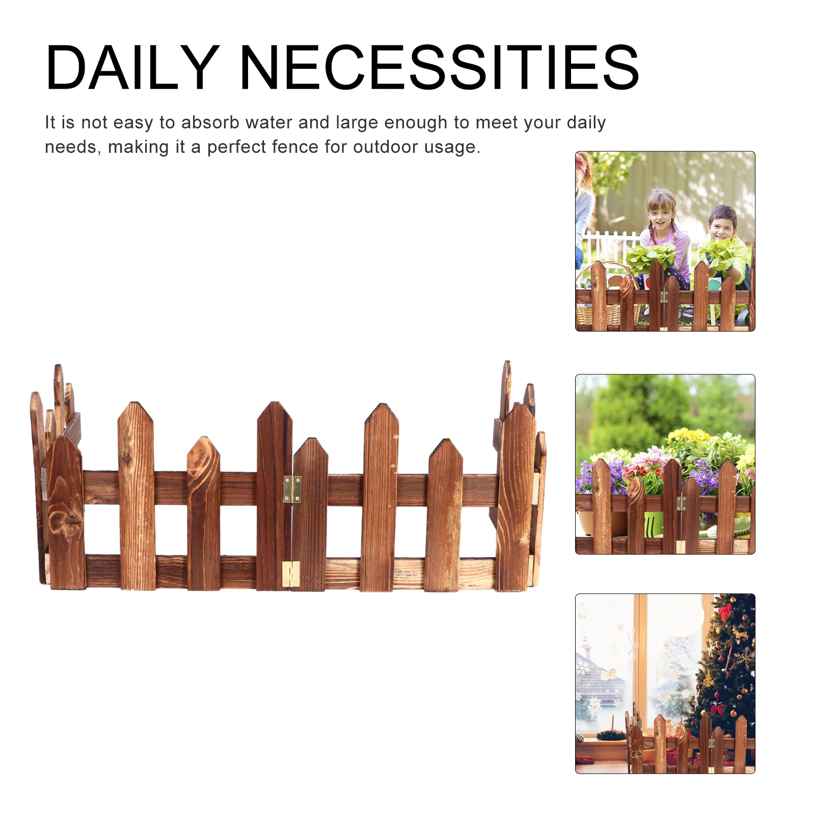 

Carbonized Wooden Fence Posts Durable Waterproof Large Garden Fencing For Yard Lawn Edging With Hinges Easy Storage Decorative