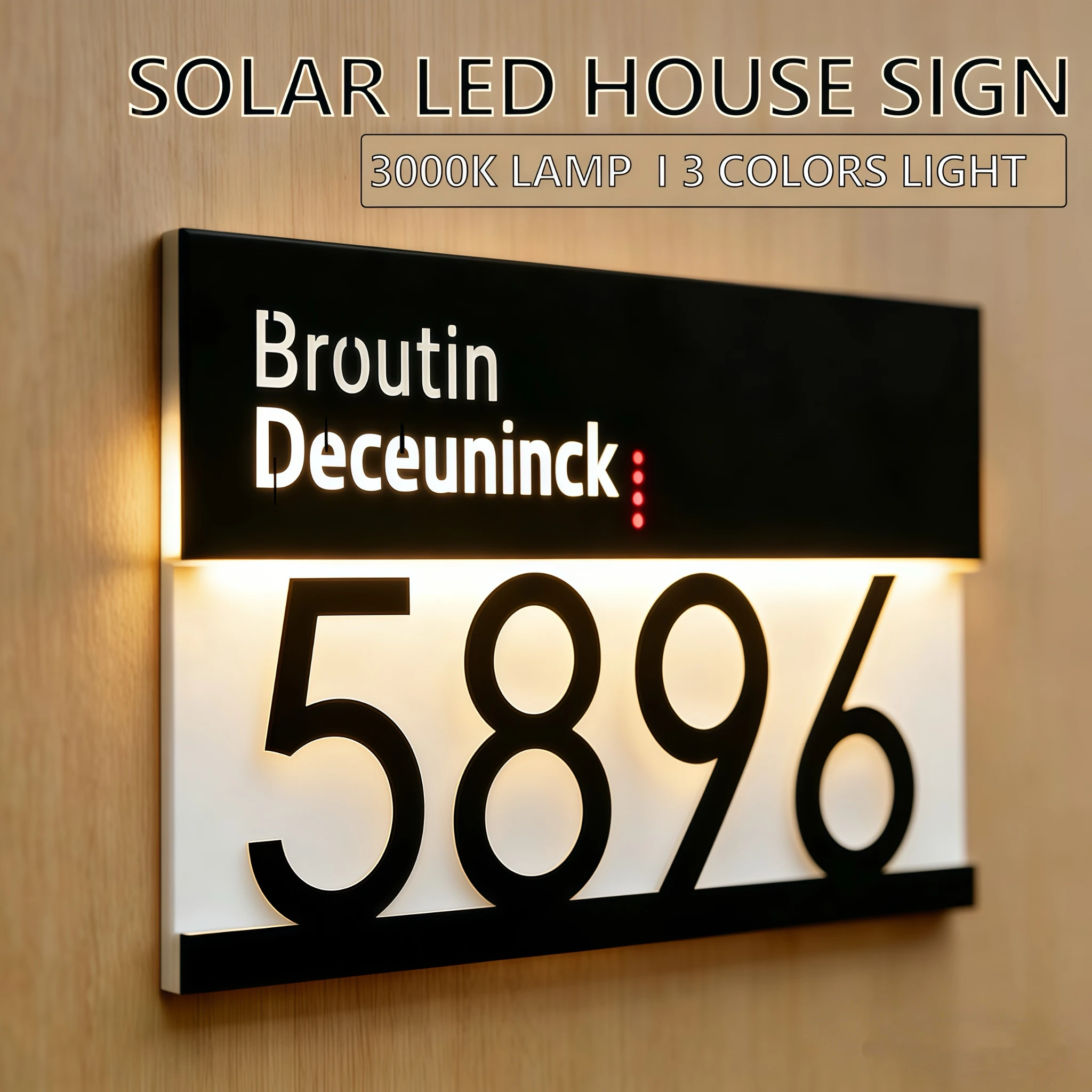 

Персонализированные светодиодные таблички с номером дома на солнечных батареях, уличные светильники для дома, индивидуальные вывески для входа в дом