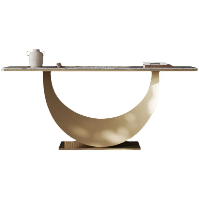 

Simple and modern rock slab entrance table, hotel entrance door case end view table