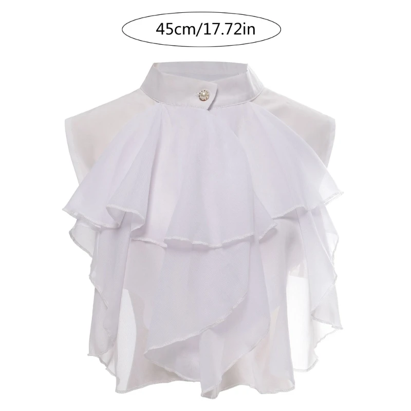 Victorians Colonial Jabot desmontable con volantes cuello falso camisa collar frontal corbata media camisa disfraz Halloween