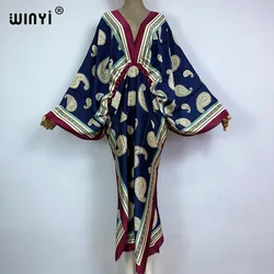 WINYI summer High-quality vintage cashew print sexy dress Women Elegant kaftan Bohemia Dress Ladies Fashion beach Cover Up robe