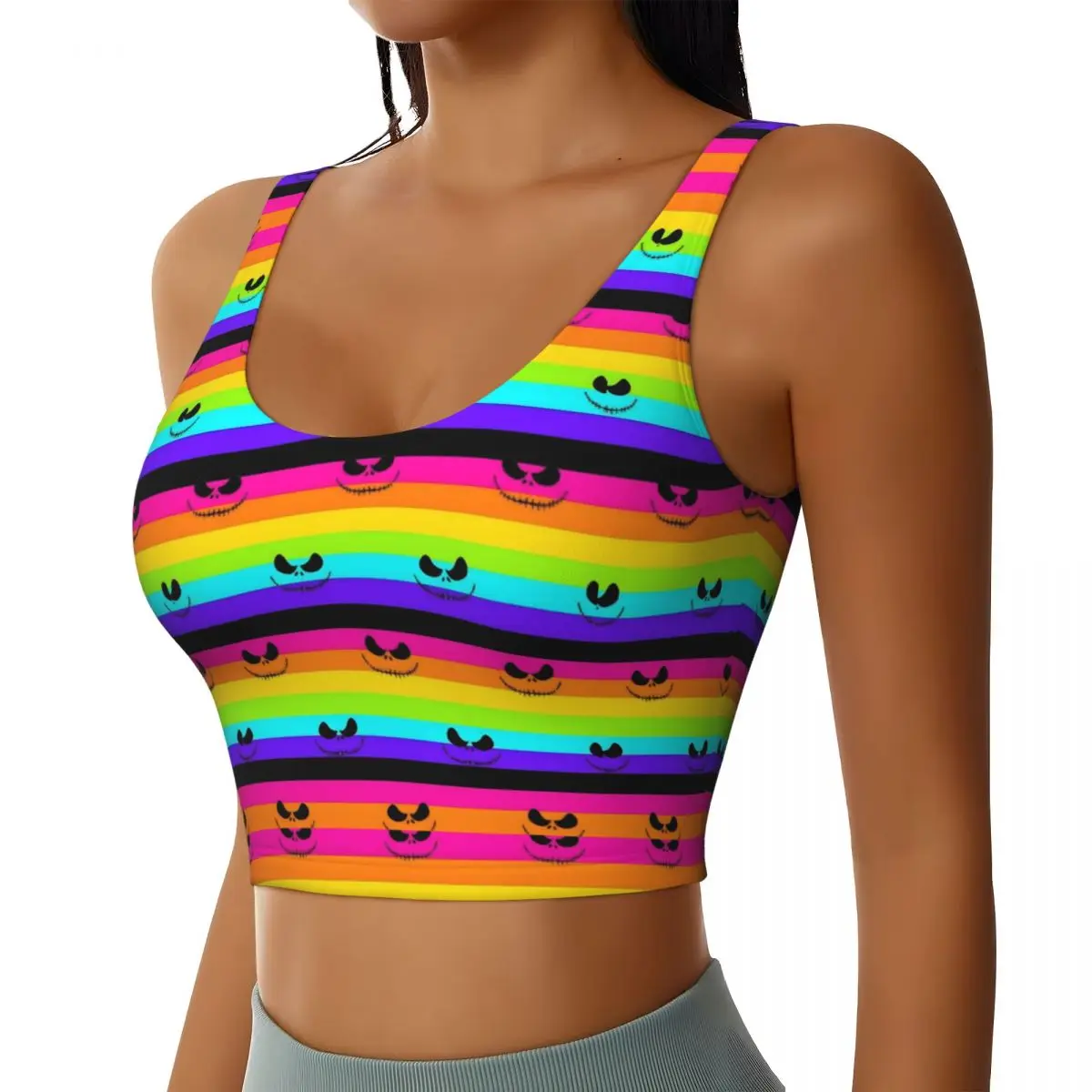 Custom High Impact Nightmare Before Christmas Classic Sports Bra Women Anime Gym Workout Yoga Crop Top