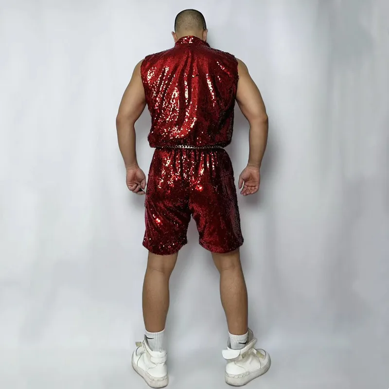 Homens ouro prata lantejoulas solto catsuit hip hop dança de rua macacão boate mostrar masculino dançarino cantor palco desempenho traje