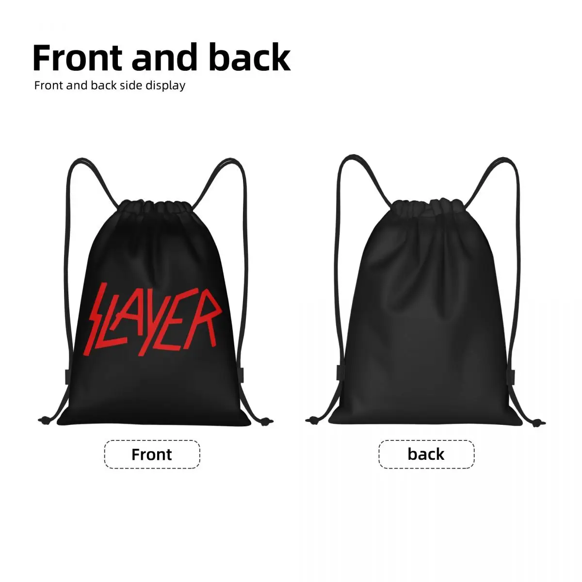 Custom Red Heavy Slayers Thrash Metal Drawstring Bags for Training Yoga Backpacks Men Women Rock Roll Band Sports Gym Sackpack