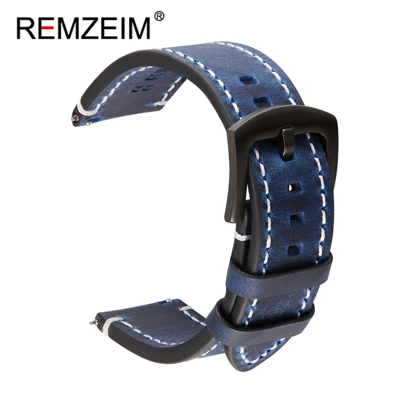 

Crazy Horse Leather Quick Release Wrist Belt 18mm 20mm 22mm 24mm Universal Bracelet Men's Vintage Blue Green Smartwatch Strap