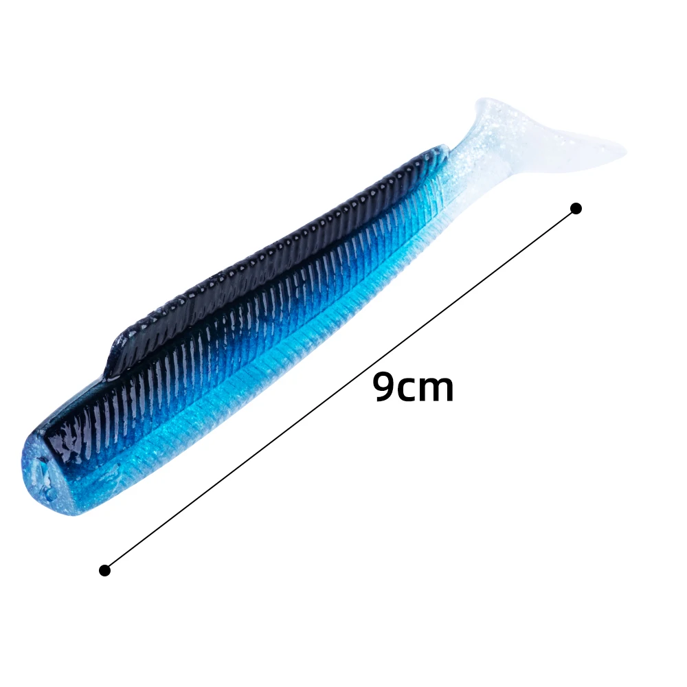 Goture Luna 5pcs/set Soft Lure Kit Swimbait Jig Head Rubber Tail Artificial Fishing Lure 9cm 8g Silicone Bait Fishing Tackle