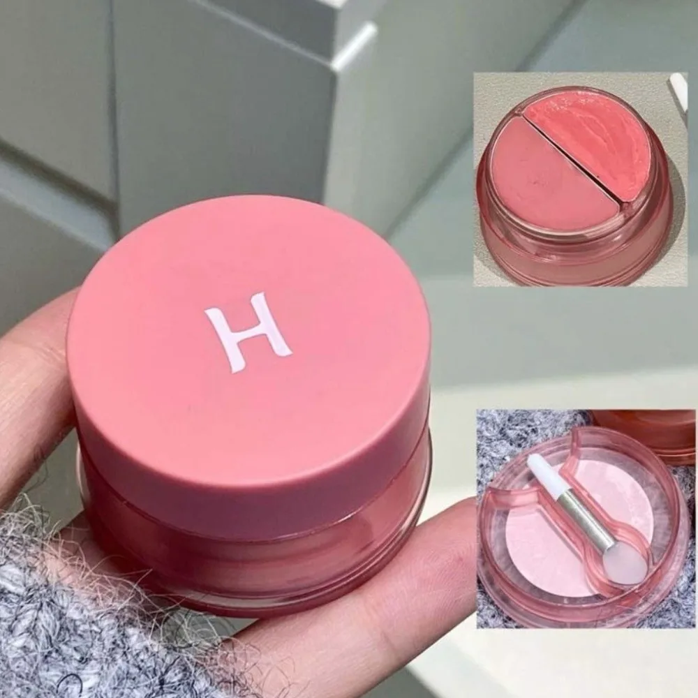 2-in-1 lippen- en wangcrème Hoogglans spiegeleffect Langdurige tweekleurige blos Roze tint Romige lipvlek Make-uptoepassing