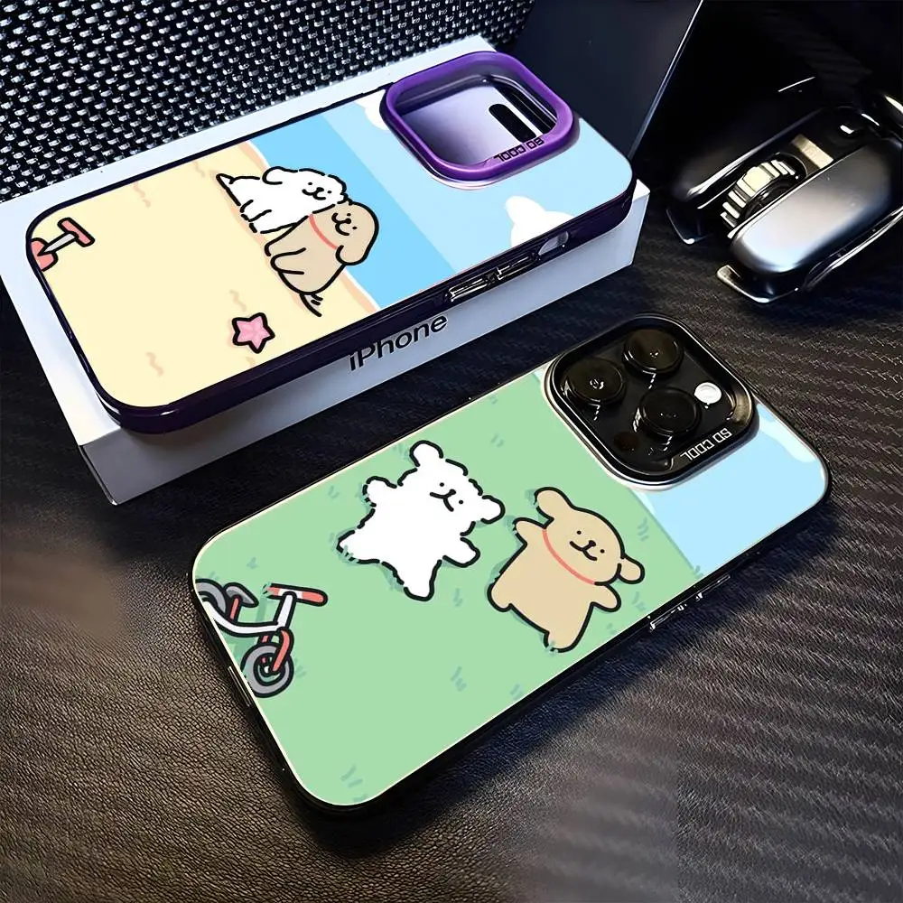 

Line Dog Phone Case For iPhone17,16,15,14,13,12,11 Plus,Pro Max Purple Matte Shockproof Cover