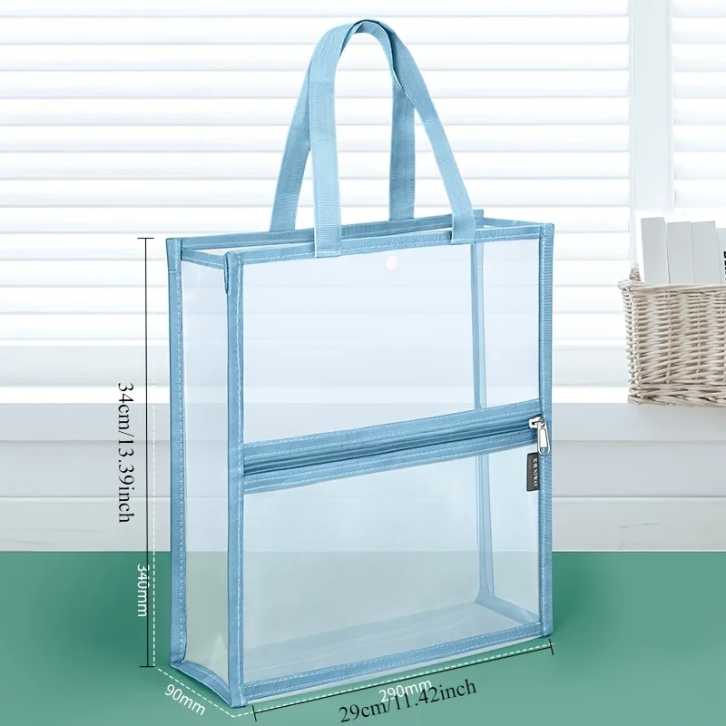 1 Piece, Random Color, Transparent File Folder, Tutoring Bag, Student Tote Bag, Large Capacity Tutoring Bag, Document Storage Bag, Maternity Document Bag, Work Travel Document Bag, Waterproof Zipper Bag view 4