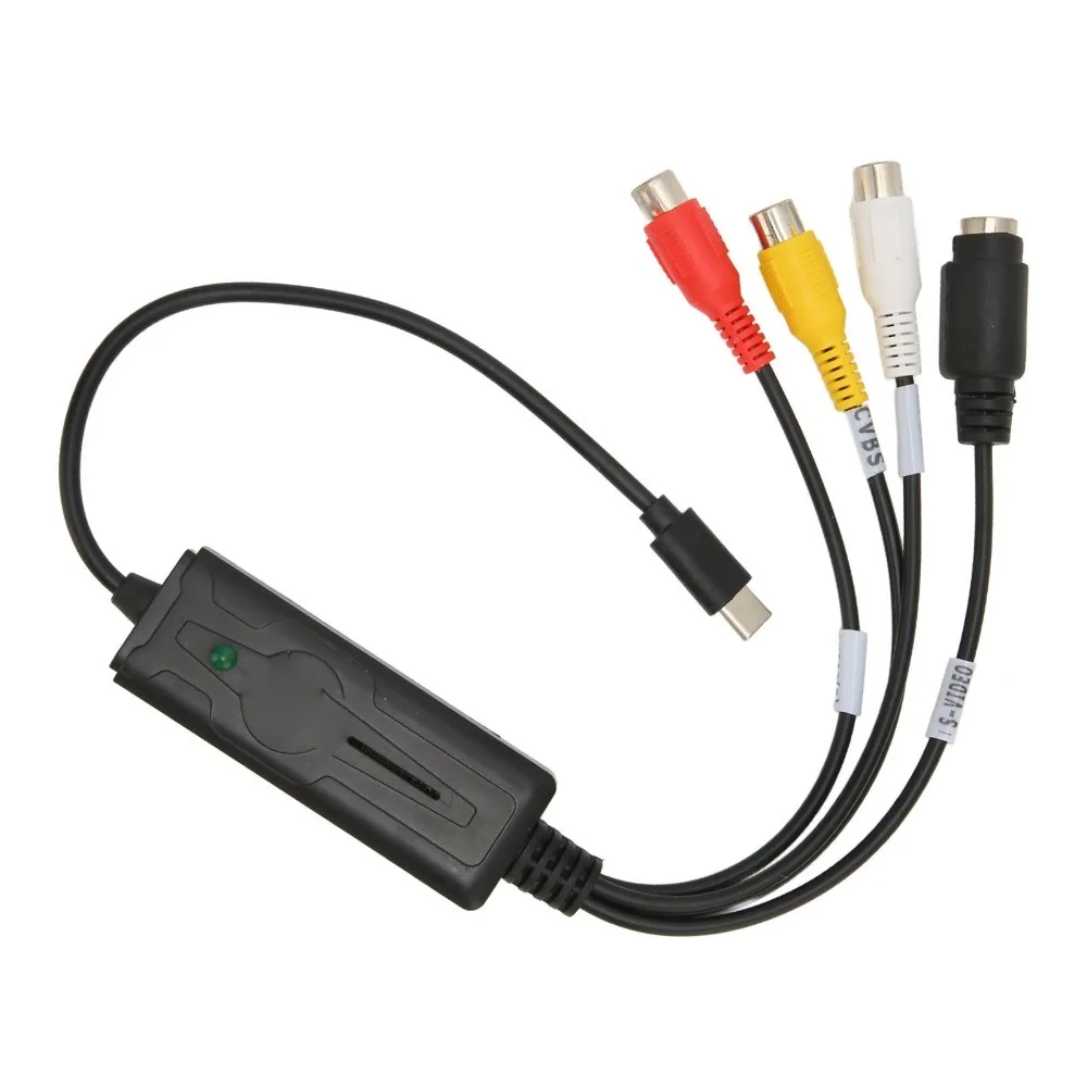 1 Channel Type C Capture Card Sound Video Capture Composite Video AV to USB C Converter NTSC PAL S Video for Windows/OS X
