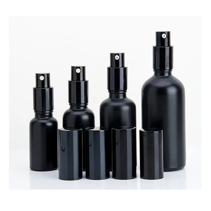 15ml 30ml 100ml Essential Oil Spray Bottle Black Fine Mist Perfume Atomizer Refillable Glass Bottles Empty bottle shampoo Bulk