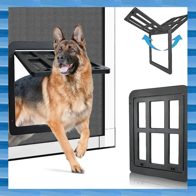 

AT53 1 PCS Pet Flap For Fly Screen Dog Flap With Magnets Cats Flap Fly Screen Door Black Easy Installation For Cats/ Dog Black