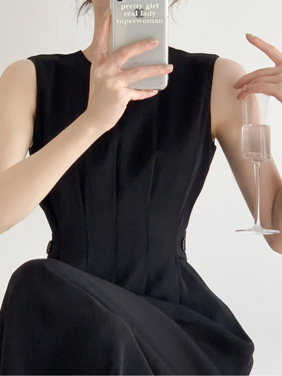 Bla A-Line Dr المرأة الصيف Svel الخصر مقطعة استراحة الشاي طويلة Dr عالية الخصر جولة Ne Vintage Sle Dr