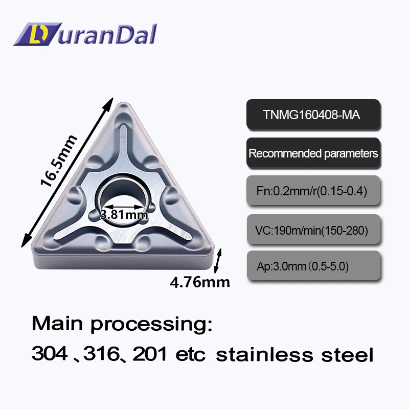 High Quality Lathe  Metal Working Cutter TNMG160408-MA Turning Tool Holder Blade CNC Cutting  Stainless Steel  Processing