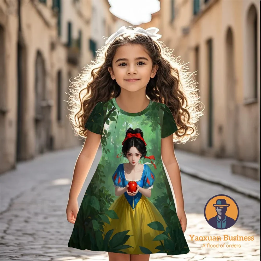 

2025 Hot Sale Disney Snow White Girls 3D Printed Dress Pretty Cool Cute Summer Cartoon Fashion Dress​