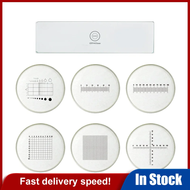 العدسة ميكرومتر قطر 19 مللي متر الزجاج البصري عبر حاكم صافي للمجهر الحيوي 23.2 مللي متر العين DIV 1 0.1 0.05 0.2 مللي متر