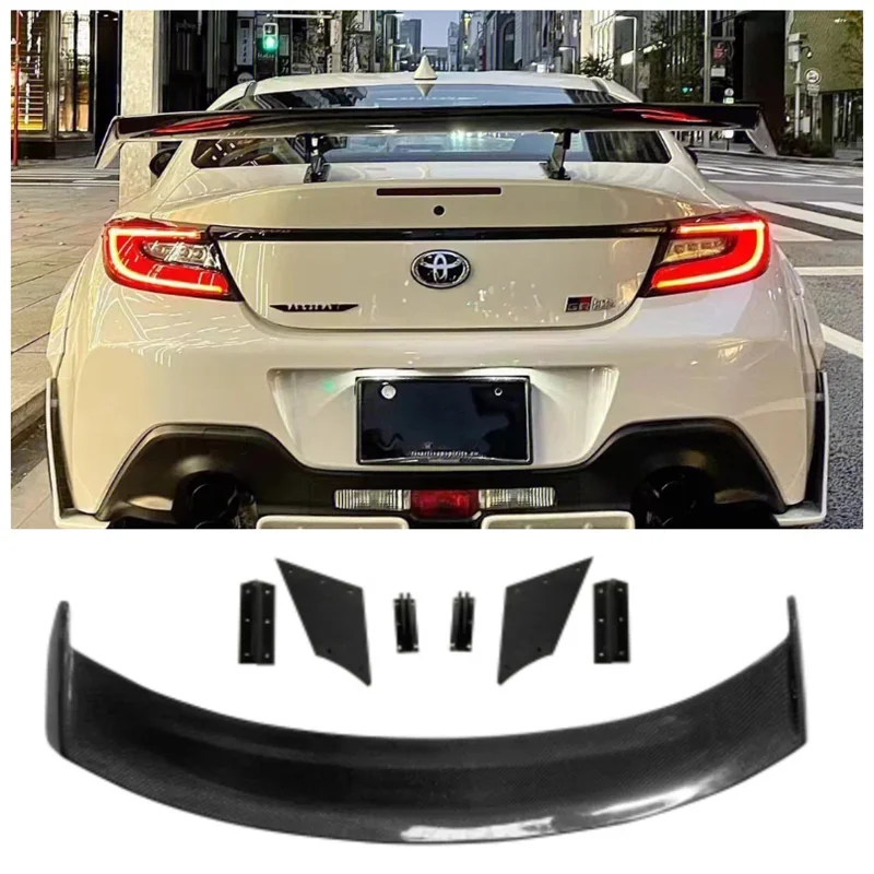 

GT Style Fits For Toyota GR86 Subaru BRZ 2020 2021 2022 2023 High Quality Carbon Fiber & FPR Primer Rear Trunk Lip Spoiler Wing