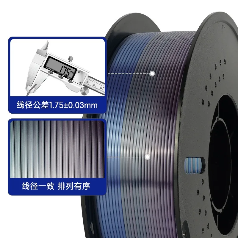 Dual/Tri-Color Silk PLA Gradient Filament, 1kg Shiny Rainbow 1.75mm 3D Printer Fila