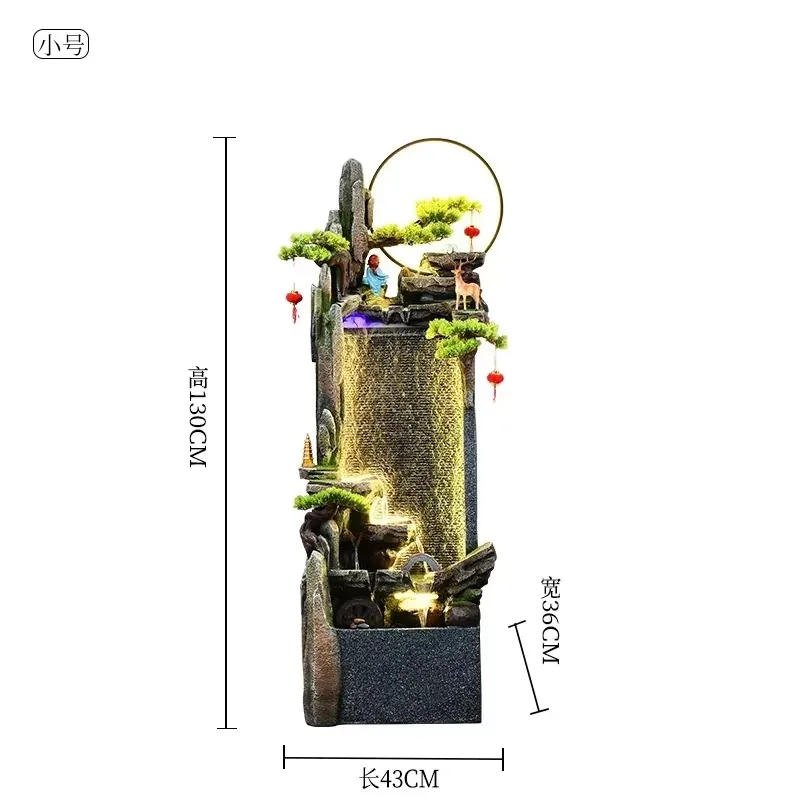 Q-2  New Chinese Style Flowing Water Ornaments Floor Water Curtain Wall Fengshui Wheel Circulating Water Lucky