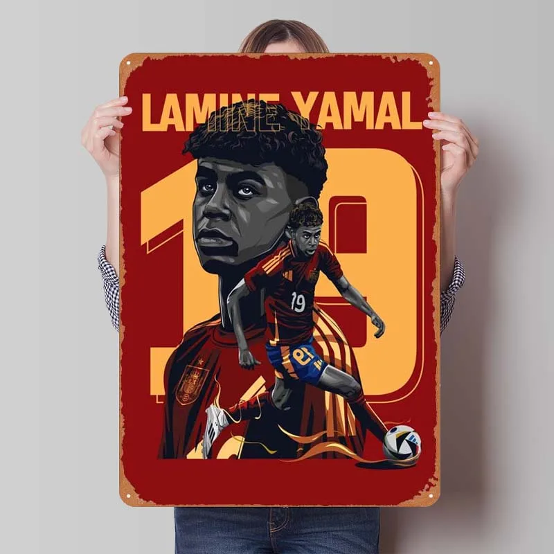 Lamine Yamal Sign Sports Poster Room Decoration Man Cave Vintage Metal Tin Sign Plaque for Wall Art Decoration Home Decor Items