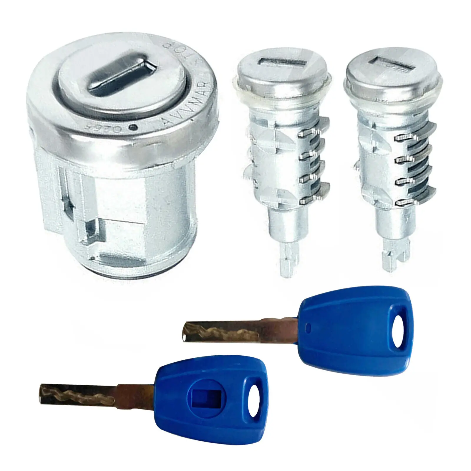 Komplettes Schließzylinder-Set mit Zünd- und Türschlosszylinder und Schlüsseln für Fiat Doblo MK2 2010-2022, Vauxhall Opel Combo D 2012-2018