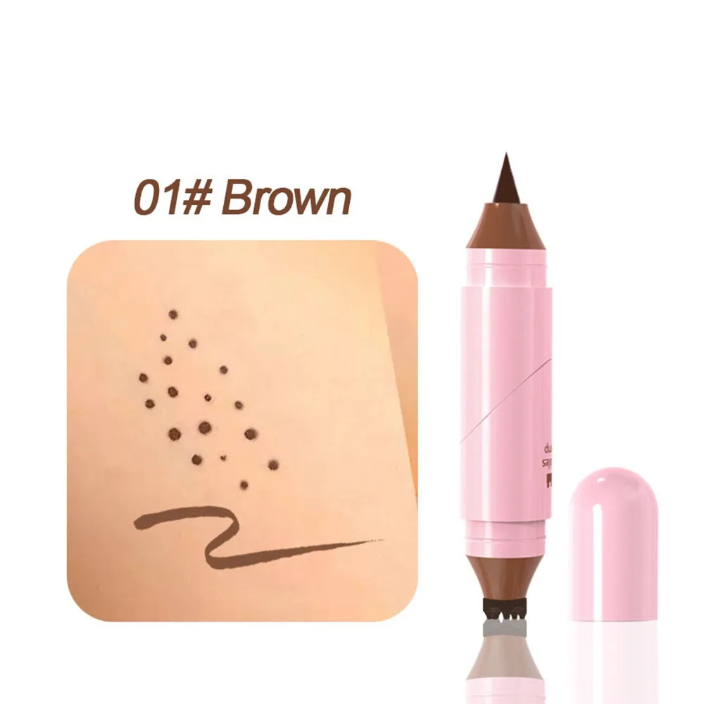 ختم النمش الصناعي المزدوج الأطراف مع كحل مقاوم للماء ومقاوم للتلطخ قلم مكياج النمش سريع الجفاف 2 في 1 قلم النمش