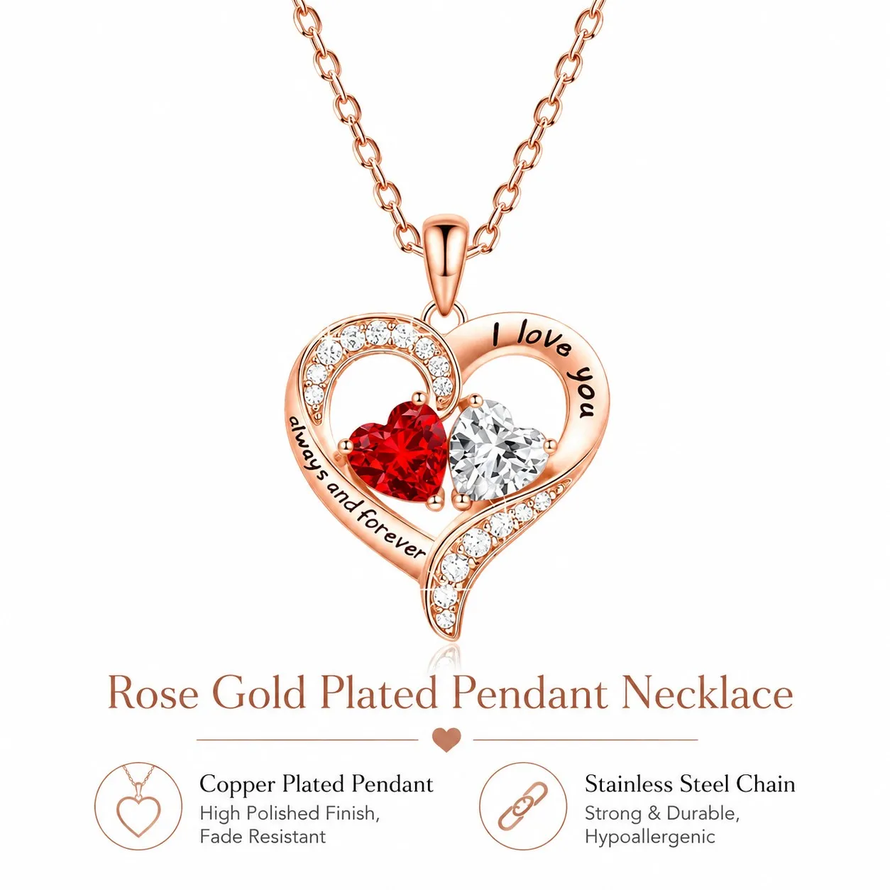Heart Romantic Pendant Necklaces For Women Stainless Steel Chain Mother Birthday Valentine Christmas Gifts Wedding Jewelry