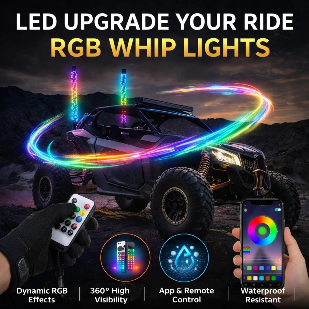 NEHANLYN 11.81 Inch Long 1FT COB LED Whip Lights Turn Signal Brake Reverse for Polaris RZR Can-Am Maverick X3 UTV ATV Offroad