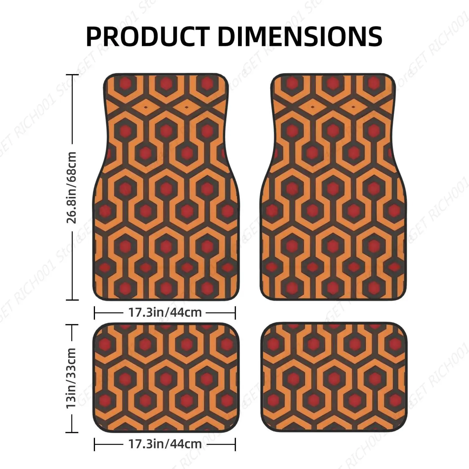 4pc Universal Car Floor Mats Set Rubber Shining Overlook Print Car Carpets Full Sets Foot Carpet Protection Fit Most Cars