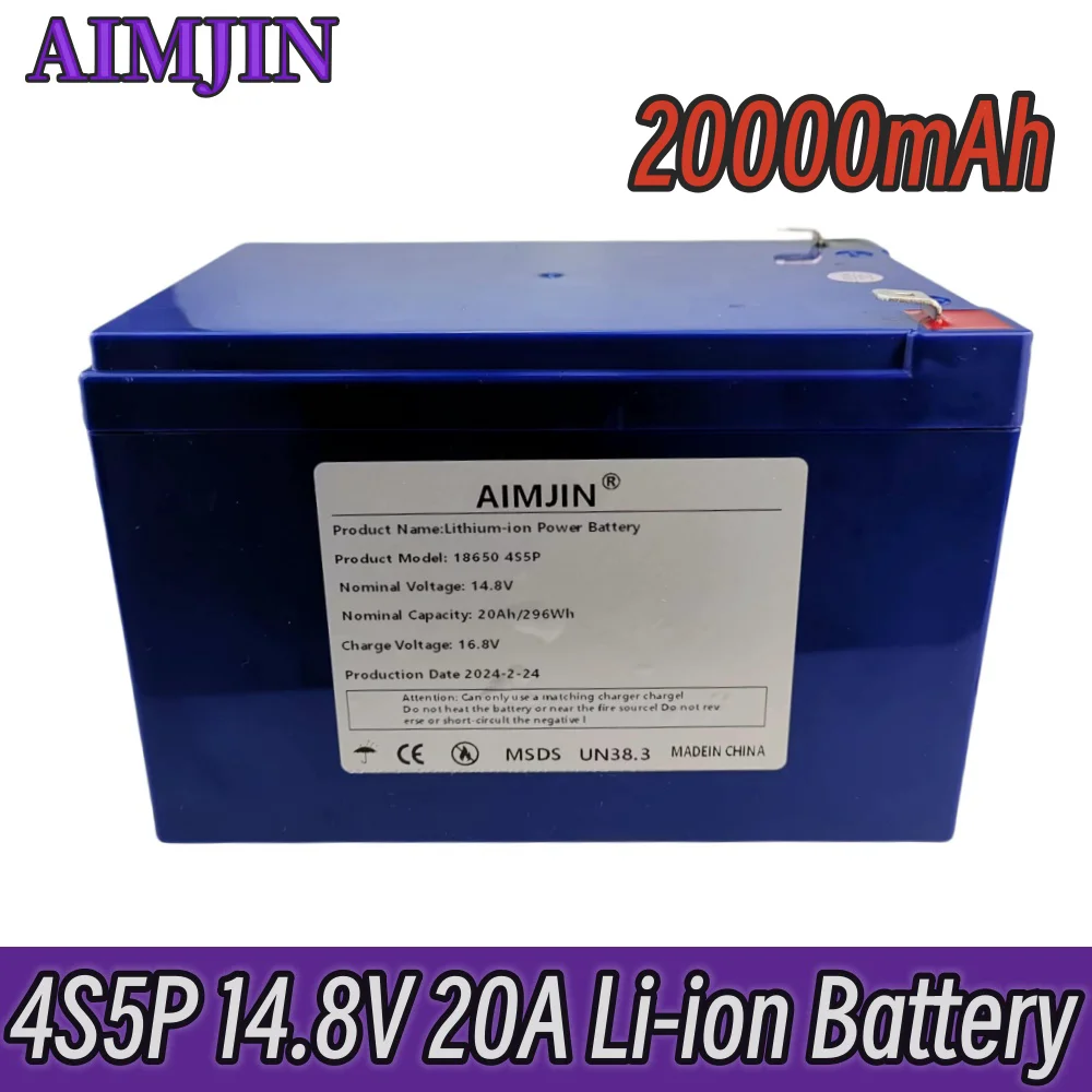 

4S5P 20Ah 296Wh li-ion battery, suitable for 14.8V 16.8V equipment, high-power li-ion inverter, solar energy for tourist vehicle