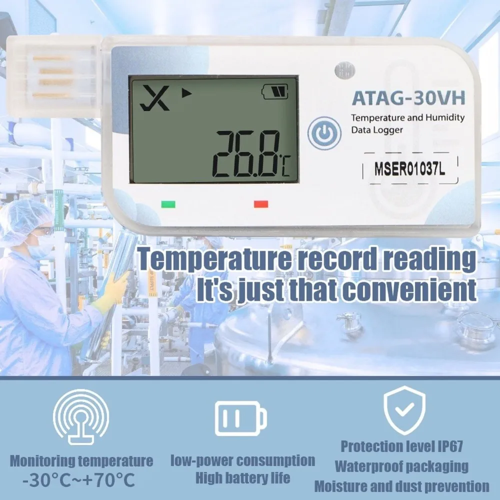 A34R& 180 Days Temperature And Humidity Data Logger Waterproof USB Recorder PDF Report