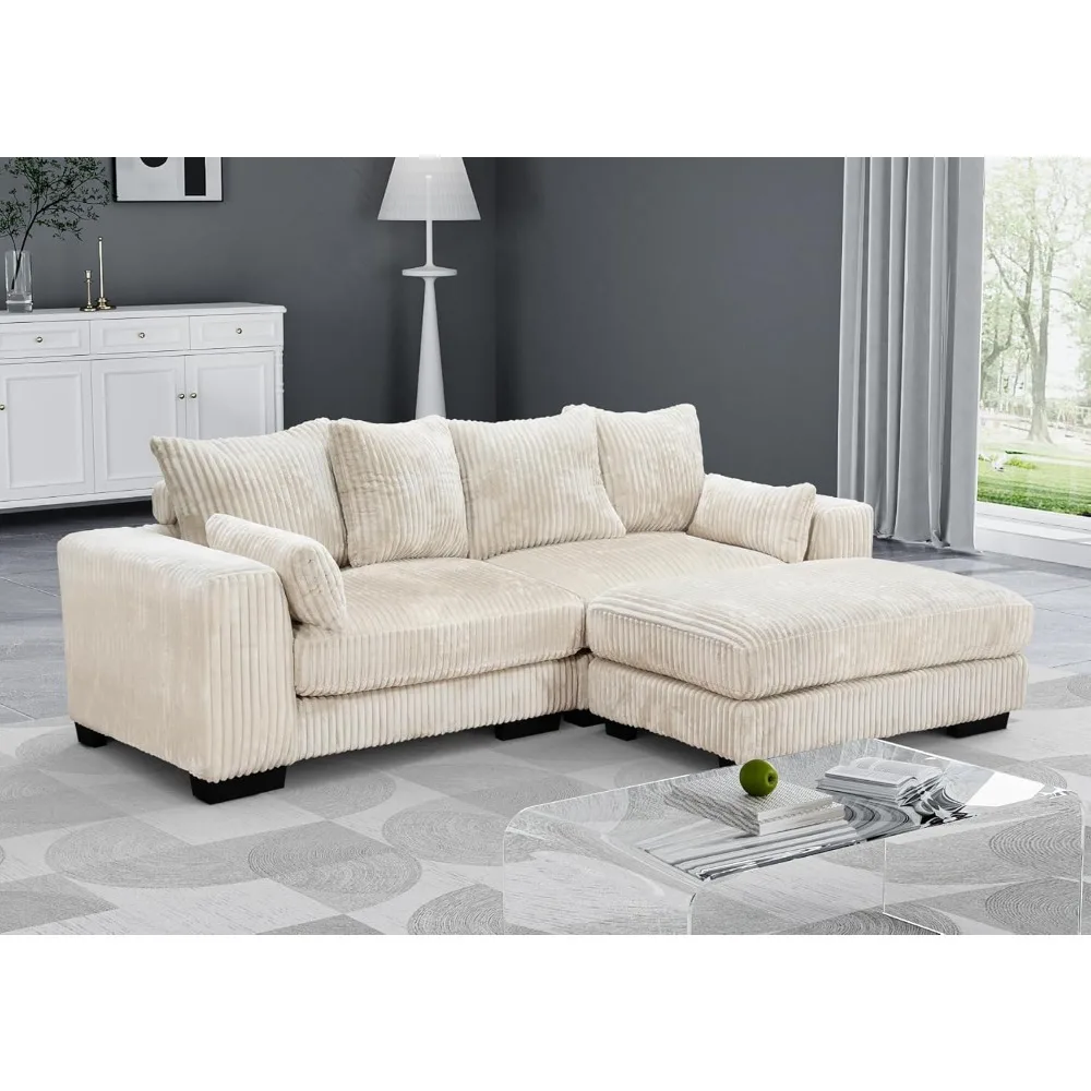 

Modular Sectional Couch, Upholstered Corduroy Sofa with Deep Seat and Widened Armrests,Comfy Sectional Couches for Living Room