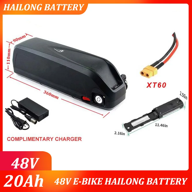 

Original 48V20Ah ebike Battery Hailong battery with USB built-in BMS 350W-1000W 10S 13S 14S 18650 battery duty free