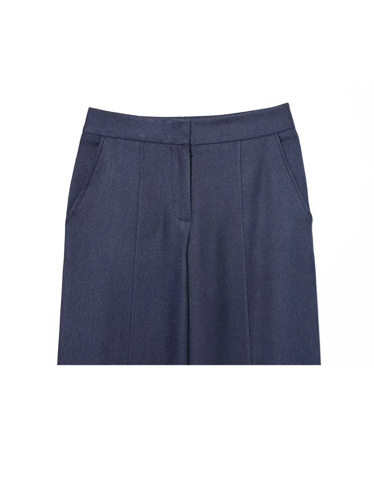 

HH весенняя женская новая однобортная короткая куртка с лацканами и длинными рукавами + карманы на молнии, прямые брюки, однотонный комплект из 2 предметов