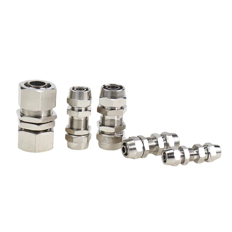1Pcs PM4 PM6 PM8 PM10 PM12 Copper-plated Nickel Quick Screw Through Baffle Connector Pneumatic Through Plate Pipe Fittings