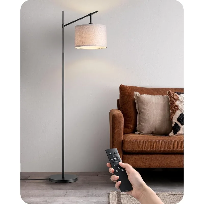 

Modern Dimmable Floor Lamp, 63.8" Standing Lamp with Remote Control, E26 Socket, ACR Floor Lamp with Beige Shade