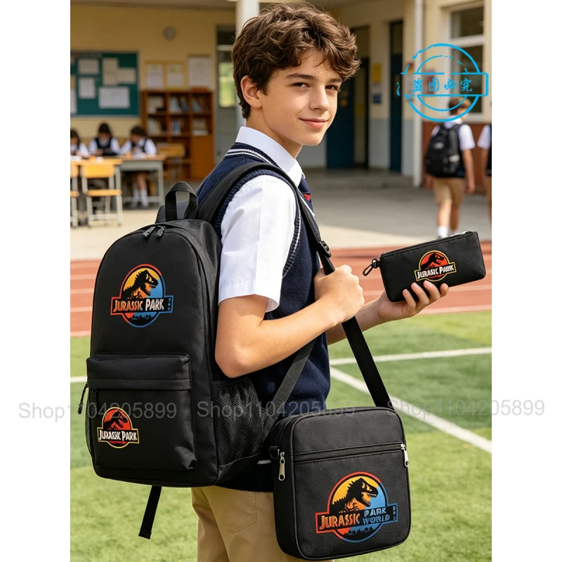 Jurassic Park World Dinosaur Backpack Girls Boys Student Mochila Schoolbag Shoulder Bag Pencil Bag 3pcs Set Teenager Rucksack