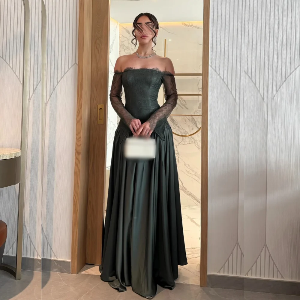 

Customized Formal Evening Dress Lace Chic Off-the-shoulder A-line Long Dresses Bespoke Occasion Elegant Party Wedding