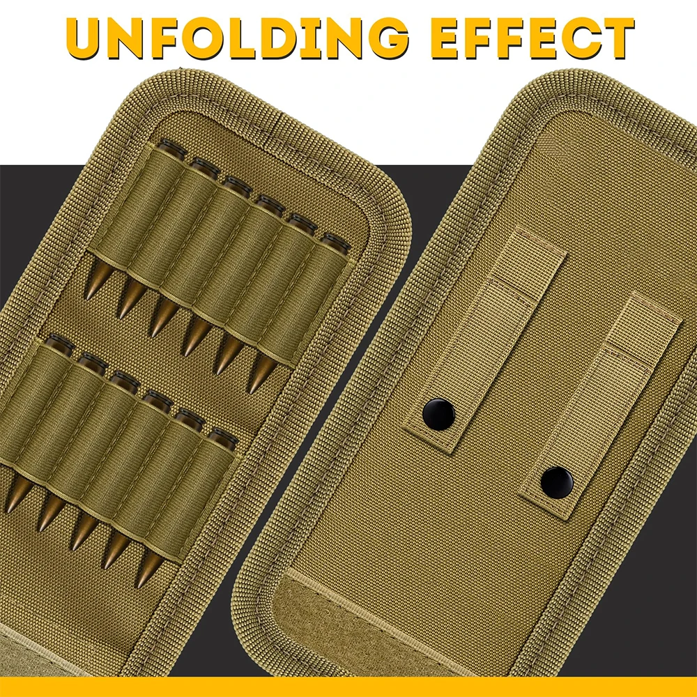 12/14 Rounds Tactical Rifle Ammo Pouch Buttstock Shell Holder Cartridge Carrier Utility Bullet Bandolier Carrier for .223/.30Cal