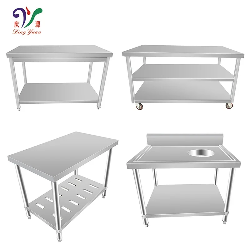 China Restaurant Equipment Adjustable Height 304 Commercial Kitchen Stainless Steel Work Table For Catering Food Processing