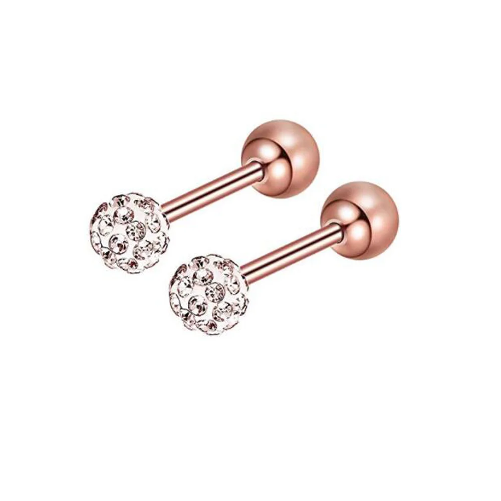 1Pair Medical Titanium Steel Stud Earring Zircon Ball Screws Small Earrings Male Ear Bone Nail Lip Piercing Body Jewelry