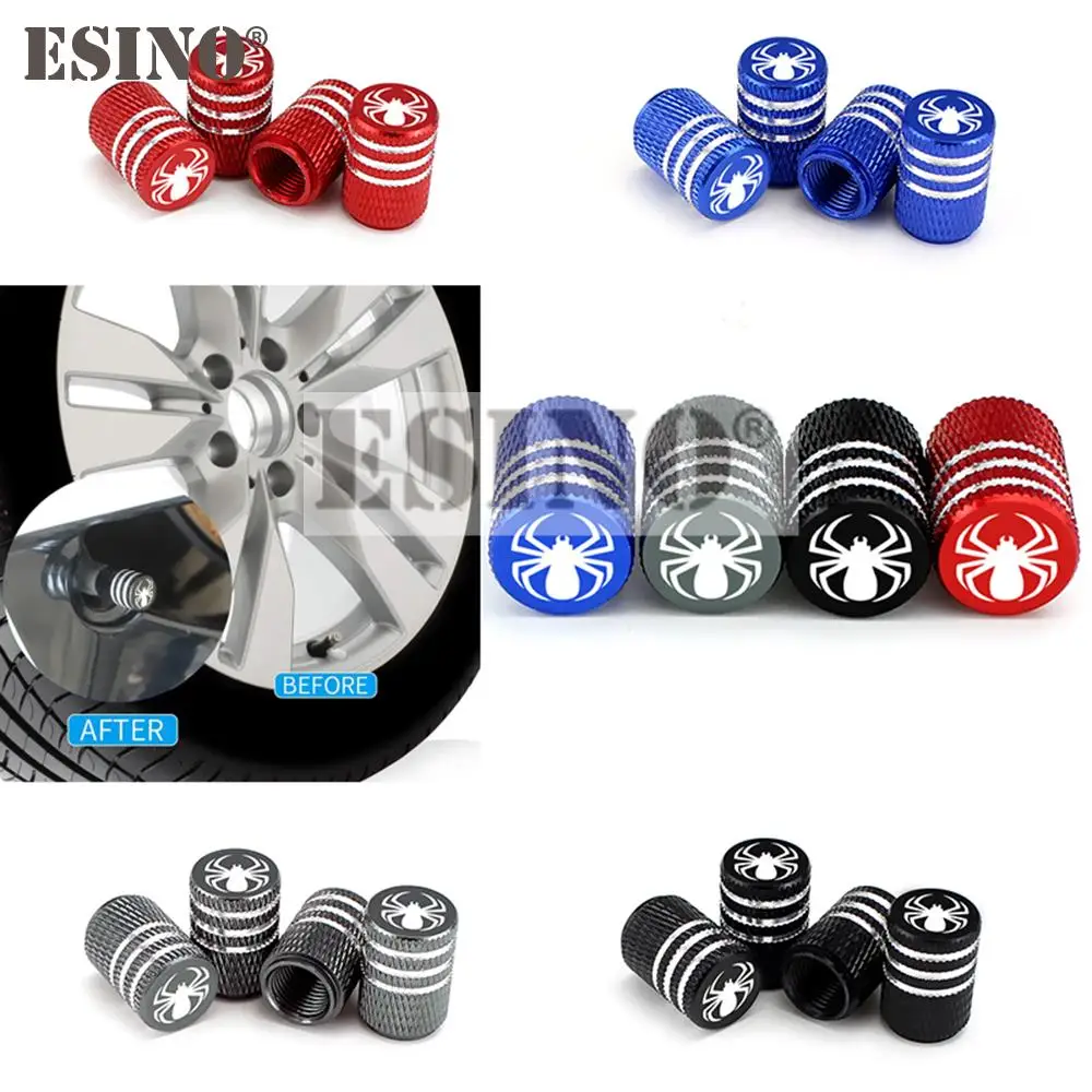 

4 x Car Styling Aluminum Alloy Funny Spider Tire Valve Caps Wheel Tire Valves Tyre Stem Air Caps Airtight Covers