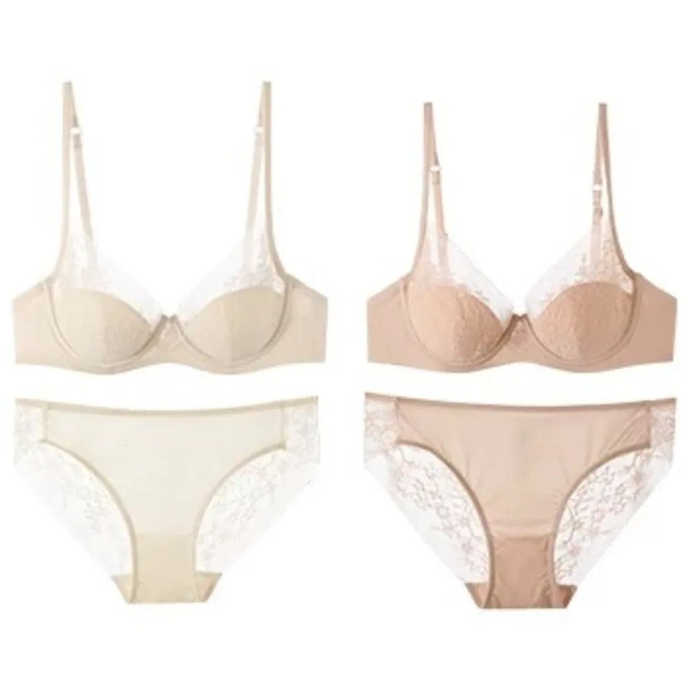 Bridal Festive Red Lace Intimates Kit Soft Underwire Thin Cup Push‑Up Support Lingerie Set For Small Bust 32‑38 Women Underwear