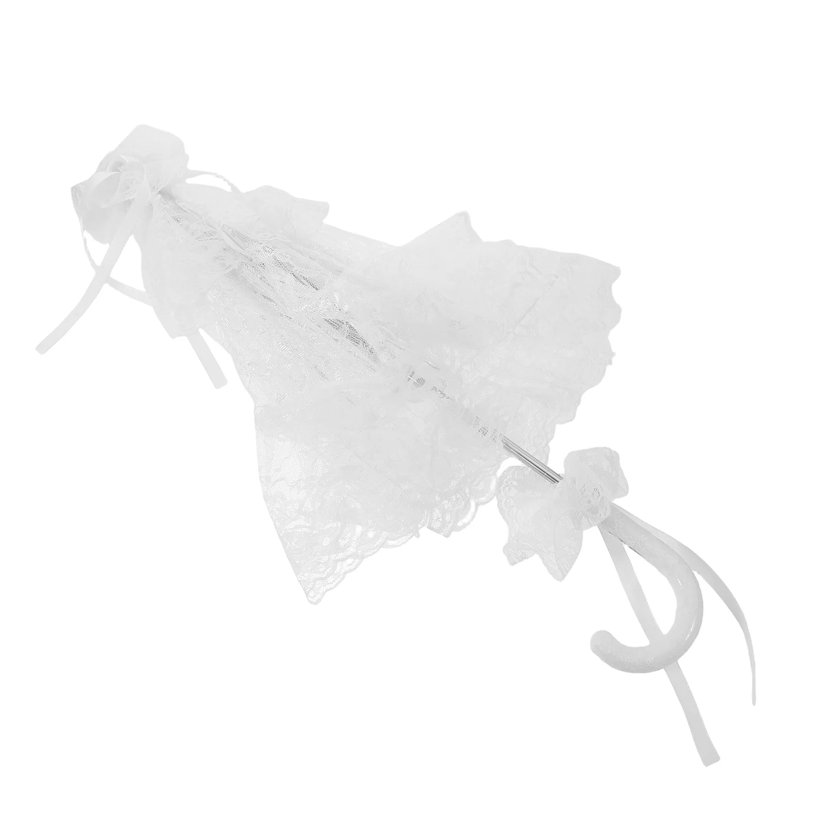 مظلة شمسية من الدانتيل رومانسية بيضاء ظلة للعروس الزفاف الظل في الهواء الطلق حفل ديكور الزفاف التبعي #4