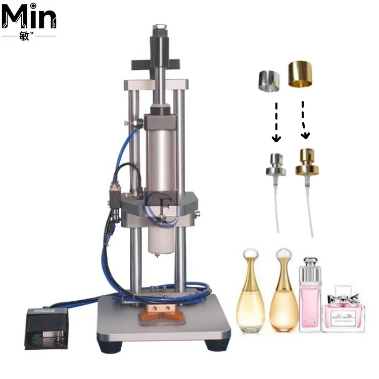 JF Semi-Automatic Pneumatic Perfume Bottle Crimping Capping Machine Desktop Perfume Spray Pump Cap Press Sealing Machine for