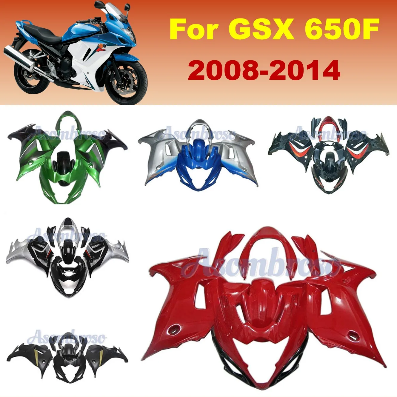 Motorcycle Fairing Kit Suitable For Suzuki GSX650F 2008 2009 2010 2011 2012 2013 2014 GSX 650F red bodykits full fairing kit