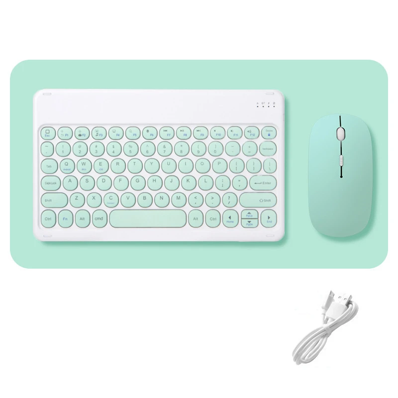 Teclado sem fio e mouse combos conjunto redondo bluetooth hebraico espanhol coreano para ios ipad android windows telefone tablet